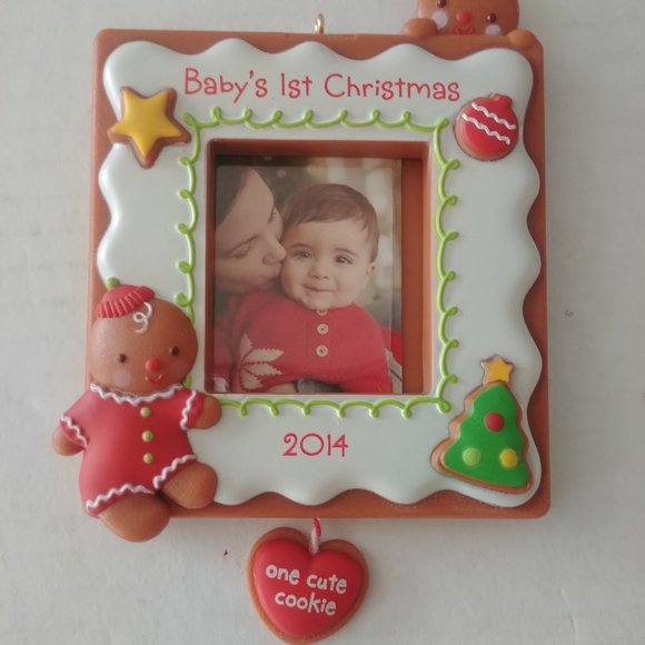 Hallmark Photo Holder Ornament One Cute Cookie Baby/'s First Christmas 2014 NIB